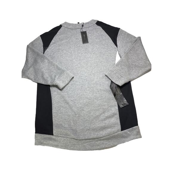 NWT BCBGMAXAZRIA Embroidered Tunic Sweatshirt French Terry Medium Heather Gray - Picture 13 of 16